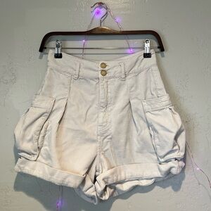 Free People White Baggy Shorts